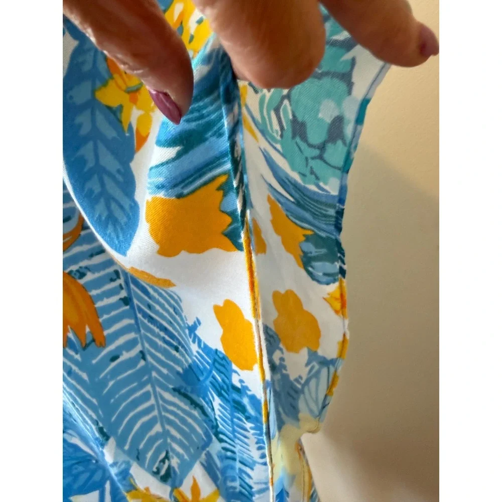 Tropical‎ Floral Kimono Boho Blue Yellow Tassel One Size Beach Cruise Resort